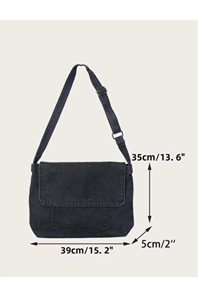 Toum Unisex Vintage Harajuku - Grey Denim Messenger Bag