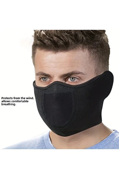 Breen قناع عملي واقٍ لراكبي الدراجات النارية - نصف وجه، أسود، يحمي من الرياح ويتنفس