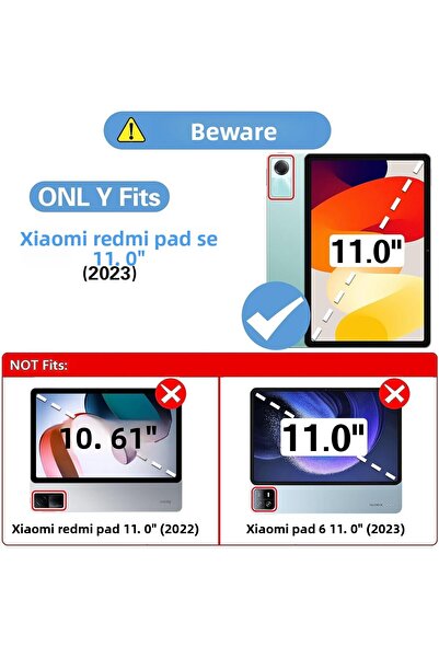 m.tk moveteck Xiaomi Redmi Pad Se 11 Inch Tablet Case 360 Rotating Pu Leather Stand Cover Screen Protector and Pen Set