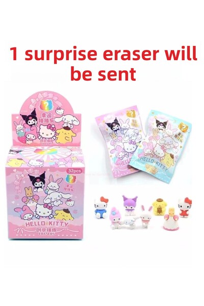 SANRIO Kawaii Kuromi, Hello Kitty Cinnamaroll 1Pcs Surprise Eraser School Accessory Gift