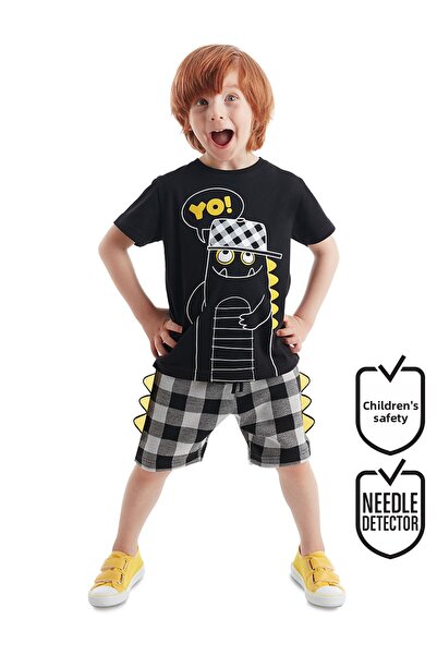 Denokids Set de pantaloni scurți de tricou Yo Dino pentru băieți