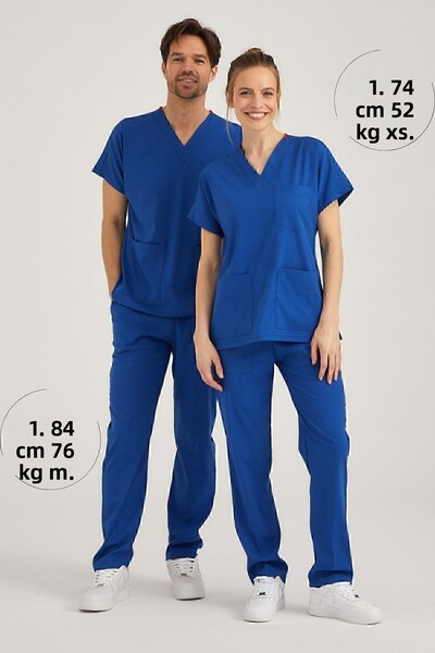 Pozitif Üniforma Saks Blue Positive Lycra Surgical Suit - Scrubs Jersey (Bottom+Top)