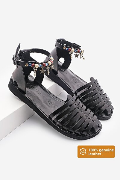 Marjin Dámské sandály Eva Sole z pravé kůže Demes Black