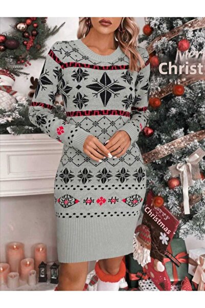 Bracha Πλεκτό φόρεμα με θέμα την Πρωτοχρονιά