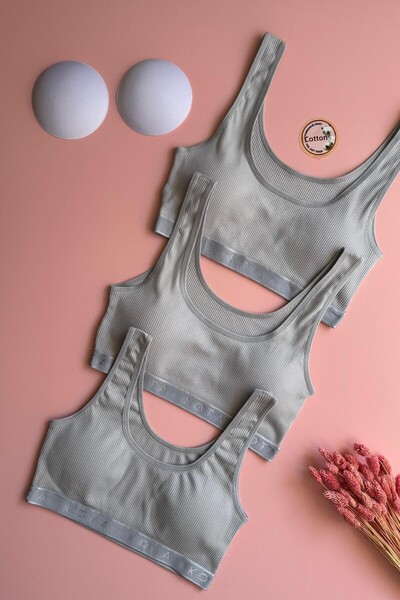 Elosia Urme de lumină |   Camisole 3 piese din bumbac negru, alb și gri sutien și maiou pentru femei cu bretele groase