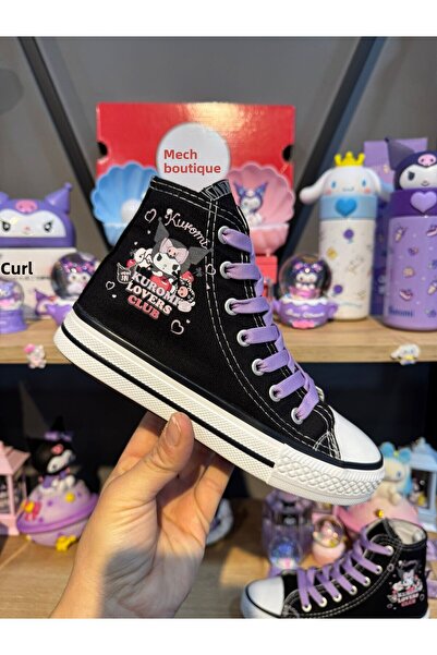 MECH BUTİK Pantofi sport pentru fete, cu imprimeu Kuromi Lovers, negri