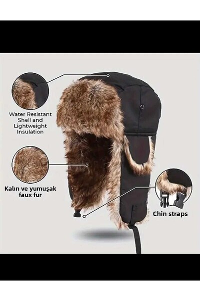 Betülce Furry Russian Ski Hat (Trapper Pilot Hat) (Unisex)