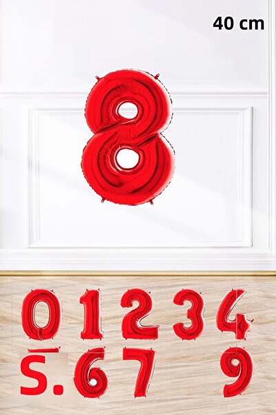 PEKSHOP بالون فويل أرقام حمراء - 16 بوصة 40 سم عدد بالونات