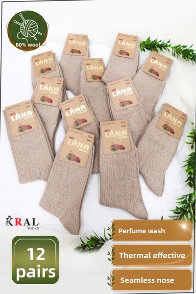 Miss Lana Ladies Socks Чорапи 12 чифта Зимни вълнени чорапи Агнешка вълна Специална агнешка вълна Термопредвидени за жени