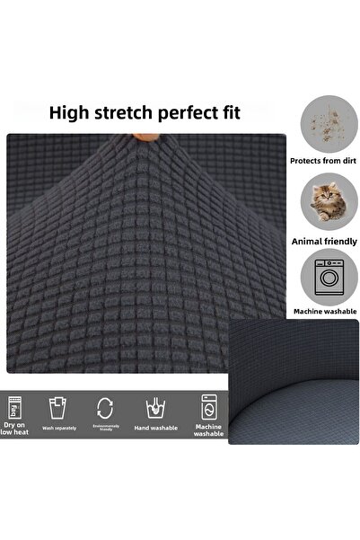 Faiend Washable Stretch Elastic Lycra Oval Chair Cover - Round Chair Cover (Anthracite)