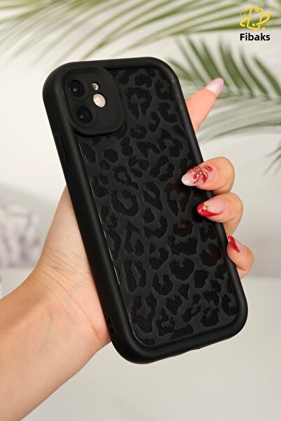 Fibaks Case for Apple iPhone 11 Soft Black Leopard Pattern Soft Camera Protection Silicone Cover