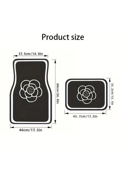 So Iconic 4 Pieces of Camellia Flower Printed Premium Car Floor Mat / In-Car Accessory