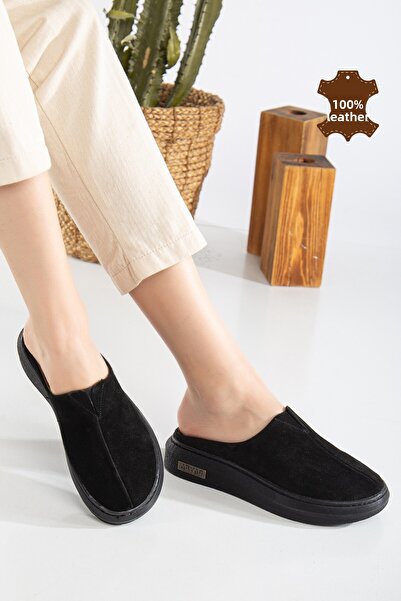 Polomia Comfort Nova femei din piele naturală din piele intoarsa inchis in fata detaliu cauciuc rece Talpa confortabila Sabo zilnic papuci de casa