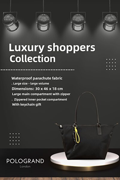 POLOGRAND London Original Large Volume Waterproof Parachute Fabric Shopper Trendy and Stylish Large Size Shoulder and Arm Bag