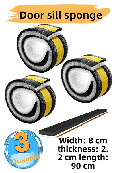 Badem10 Adhesive under Door Threshold Sponge Thin Foam Cold Insulation Tape Wick 90cm Dust Insect Blocking