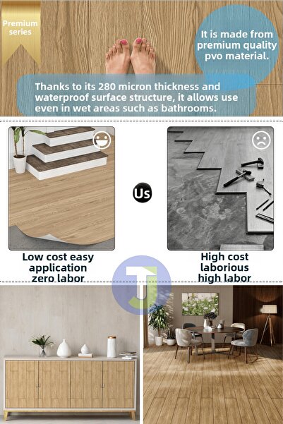 Technojet Δάπεδο με μοτίβο σκληρού ξύλου Premium - Κουζίνα, Ντουλάπι και Φινίρισμα Duar, 60cmX100cm