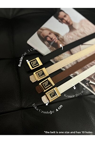 Fiori F Logo Gold Buckle 4dílný tenký dámský pásek - pro kalhoty a bundu