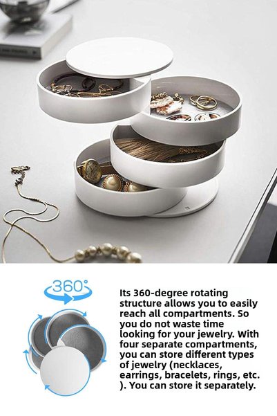 Vienev 4-Tier Rotating Cylindrical Jewelry and Makeup Organizer