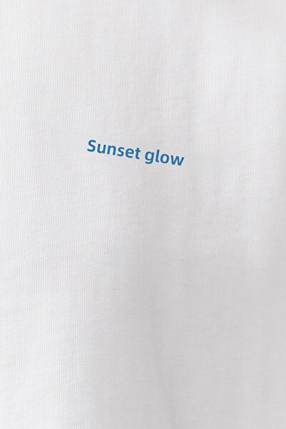 Trendyol Collection White Premium 100% Cotton Printed Relaxed/Comfortable Fit Knitted T-Shirt TWOSS24TS00172