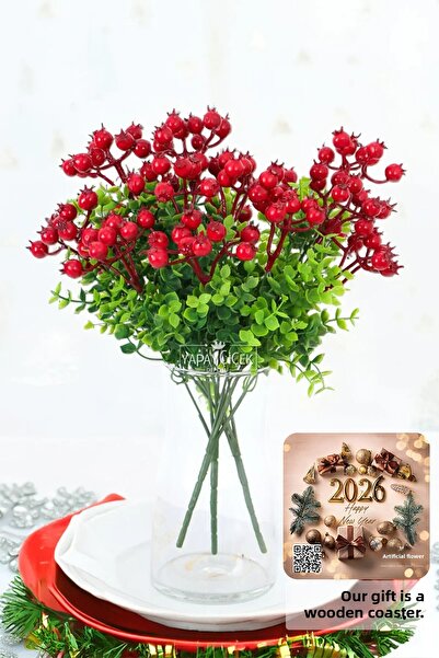 Yapay Çiçek Deposu Ornament de Anul Nou, spumă, 5 bucăți, Kokina, pachet de rodii, roșu