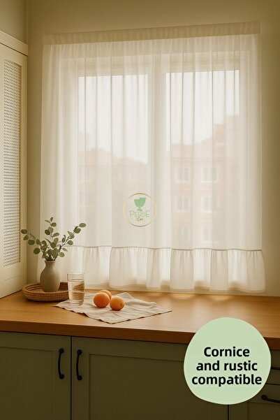 Perdeplus Linen Sheer Tulle Curtain Cornice and Rustic Compatible – Modern and Natural Style