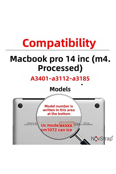 NovStrap Turkish Keyboard Protective Case Compatible with Apple MacBook Pro 14 Inch M4 A3401 A3112 A3185 Transparent