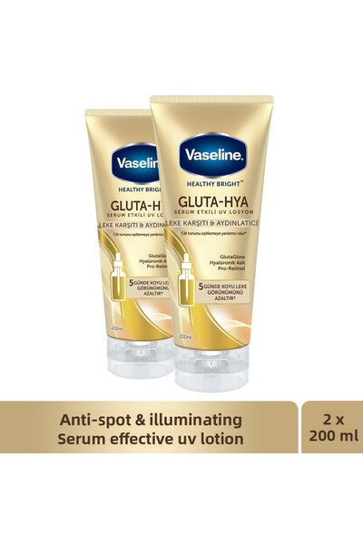 Vaseline Gluta Hya Serum 200ml x2 - UV Body Lotion, Anti-Blemish and Brightening