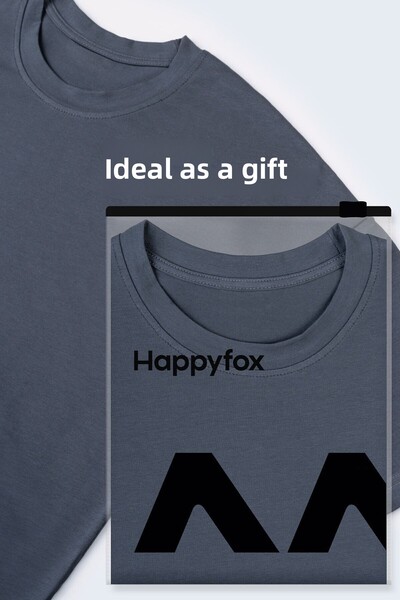 Happy Fox Gray Cotton Oversize Women's T-Shirt - U-Neck Comfortable Fit