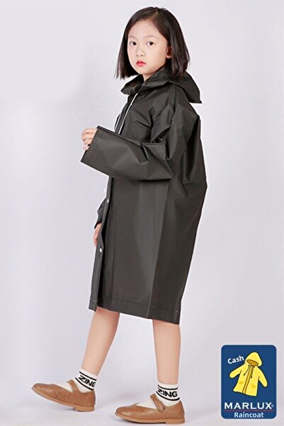 İMEXTECH Unisex Kids Black Water Windproof Raincoat