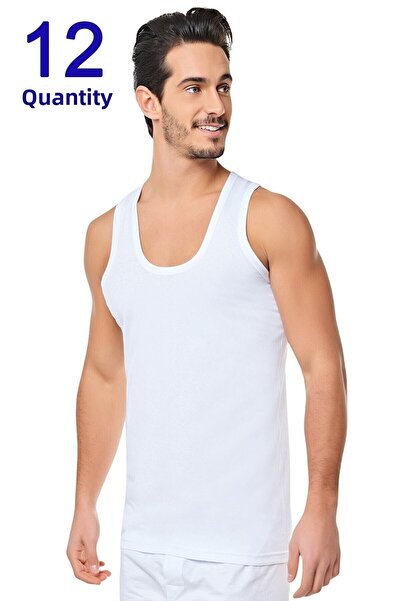 Seher Star Ανδρικό χτενισμένο βαμβακερό εσώρουχο 12 τεμαχίων Λευκό 0001