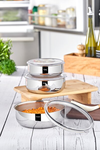 Taç Set recipiente de depozitare din oțel TrioBox (16-18-20 cm) 6 bucăți