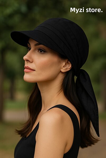 MYZİ STORE Dámský letní 100% bavlněný safari zavazovací šátek s kšiltem