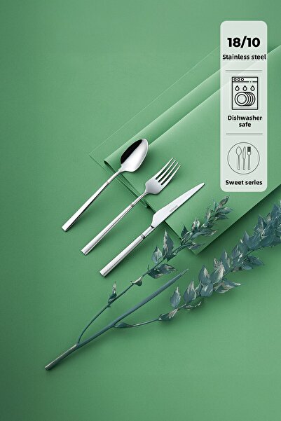 Emsan طقم سكاكين وشوكة وملعقة كلاسيكية حلوة مكونة من 18 قطعة من Penta - 6 أشخاص