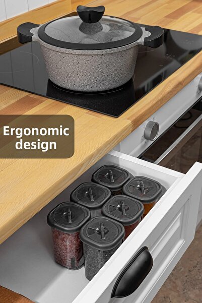 Meleni Home مجموعة توابل تخزين المواد الغذائية والبقوليات المربعة المكونة من 46 قطعة 12 × 300 مل 10x (350 مل 500 مل 1100 مل) 4 × 1700 مل