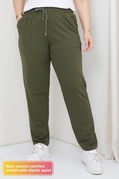 tarzımsüper Mărime mare Talie elastică Talie înaltă Model confortabil Două buzunare Pantaloni de sport confortabili din Lycra 4 anotimpuri