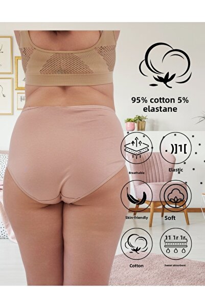 ALYA UNDERWEAR High Waist Comfortable Fit - Women's Plus Size Panties 5 Pack (Battal Full Brief)