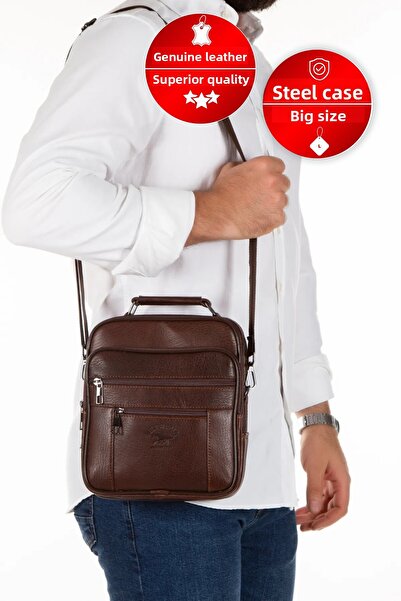 CERFF LEATHER CLUP Ανδρική τσάντα από γνήσιο δέρμα (ΚΑΦΕ)