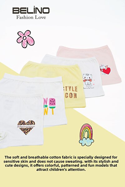 BELİNOPLUS PACHET DE 5 BOXERI FETE CU MODEL MULTICOLOR LICHILAT