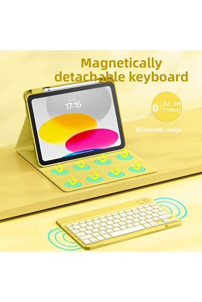 m.tk moveteck iPad 11Th Generation A16 2025 / 10Th Generation 10.9 Compatible Tablet Case with Keyboard Wireless Bluetooth Pen Compartment