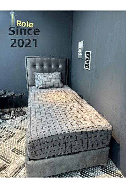 Violacasa Single Cotton Fitted Sheet Set Smoked Square 100x200