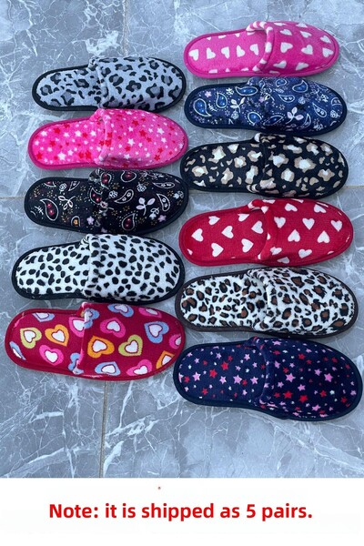 Moda Frato Modafrato Πιάτο 5 Συσκευασία Κλειστές Γυναικείες Παντόφλες Σπίτι Παντόφλες