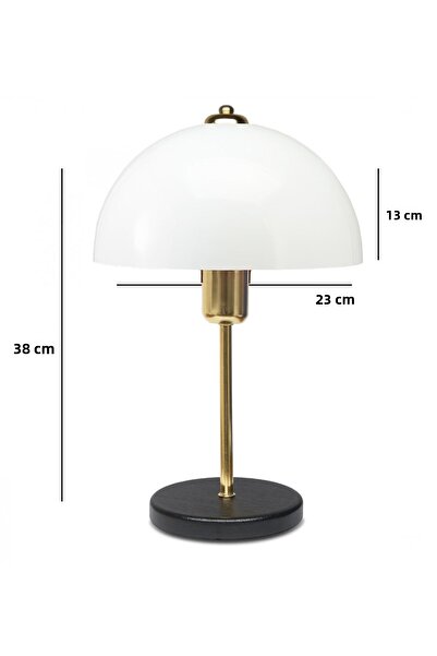 HOMİNG Swiss White Gold - Lampshade Ayd-3697 Body Banker Table Lamp