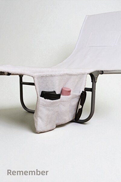 Anılsan 100% Cotton Sunbed Towel White 60X180 cm - Quick Dry Beach and Pool Towel