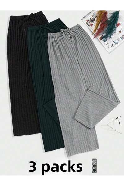 ipek collection Set de 3 pantaloni și pantaloni de trening pentru femei, pijamale casual pentru acasă