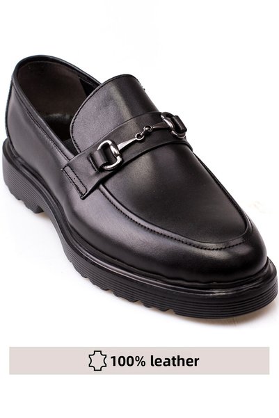 maximoda Genuine Leather Laceless Patent Leather and Black Men's Classic Shoes