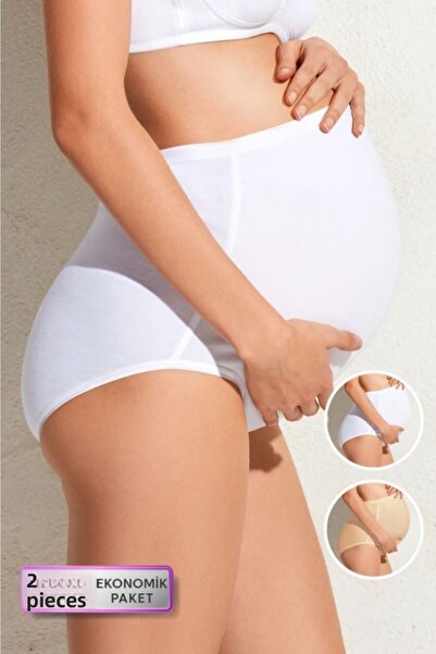 Pierre Cardin Women's White Skin Maternity Panties 2 Pack Panties