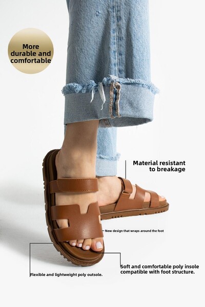 Moda Devrin Papuci de damă cu talpă confortabilă anatomică cu velcro maro