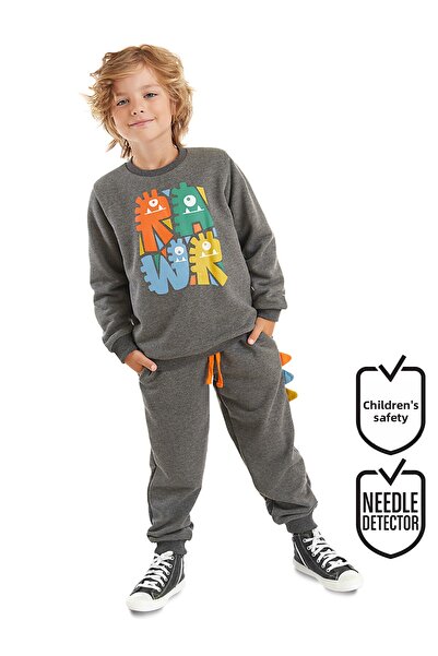 Denokids Fiú téli antracit tréningruha szett - Rawr fogazott