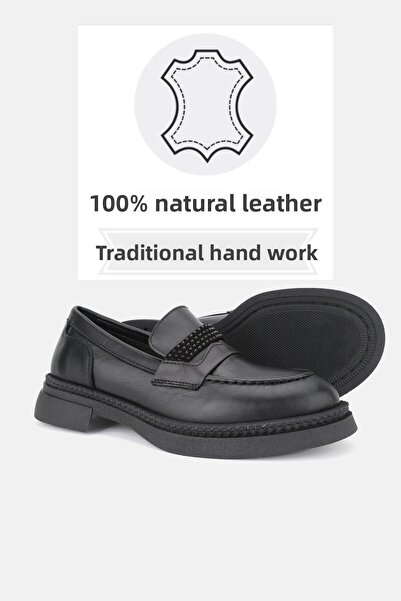 TUNAELLİ ДАМСКИ ЧЕРНИ ОБУВКИ ОТ ЕСТЕСТВЕНА КОЖА, РАЗМЕР 36-41