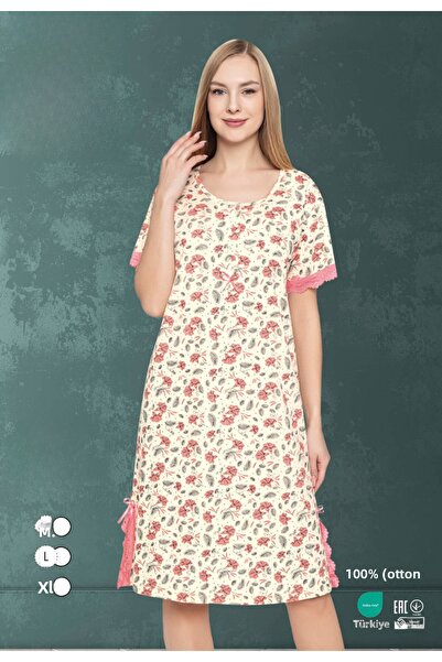 MİSS LOLİTA Cămașă de noapte cu mânecă scurtă, 100% bumbac, cu decolteu în V, cu nasturi, pentru femei 520